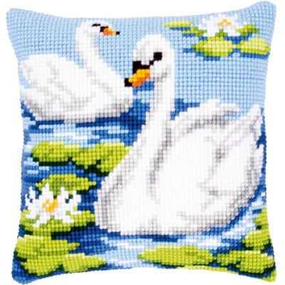 Vervaco Ponto Cruz Kit almofada decorativa CISNES artesanato adultos decoração bordar kit iniciantes completo DIY bordado criativo presente ca. 40 x 40 cm Cross Stitch Embroidery Vervaco Ponto Cruz Kit almofada decorativa CISNES artesanato adultos decoração bordar kit iniciantes completo DIY bordado criativo presente ca. 40 x 40 cm Cross Stitch Embroidery