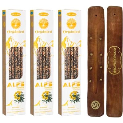 AROMASENSES Conjunto de 3 incensos Ulhas Alps primavera incenso 100% natural e ecológico aromaterapia com ervas alpinas incenso orgânico 1 tábua de madeira AROMASENSES Conjunto de 3 incensos Ulhas Alps primavera incenso 100% natural e ecológico aromaterapia com ervas alpinas incenso orgânico 1 tábua de madeira