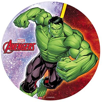 dekora Decoração bolos de aniversário infantis em disco de bolacha comestível personagem Avengers Hulk 20 cm dekora Decoração bolos de aniversário infantis em disco de bolacha comestível personagem Avengers Hulk 20 cm