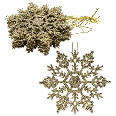 Christmas Concepts ® Pacote de decorações pendentes de flocos de neve com brilho de 12 10 cm (4 pol) decorações de Natal (ouro) Christmas Concepts ® Pacote de decorações pendentes de flocos de neve com brilho de 12 10 cm (4 pol) decorações de Natal (ouro)