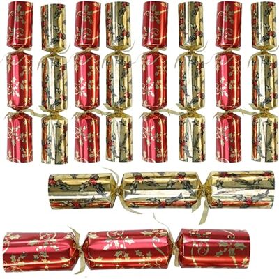 Toyland ® 10 petardos de Natal sem fecho de prsão: prent de luxo para jantar, chapéu de fta, brincadeira, 10 x 14 petardos (azevinho vermelho e dourado) Toyland ® 10 petardos de Natal sem fecho de prsão: prent de luxo para jantar, chapéu de fta, brincadeira, 10 x 14 petardos (azevinho vermelho e dourado)