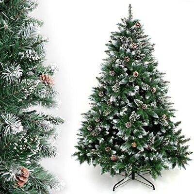 YORBAY Árvore de Natal Artificial Natural de Neve Branca, 180cm 930 Pontas Inclui Pinhas e Suporte de Metal, para Decoração Natalícia Reutilizável Abeto Artificial con Efecto Nieve y Base Estable Reutilizable para Decoración Navideña para Hogar Oficina YORBAY Árvore de Natal Artificial Natural de Neve Branca, 180cm 930 Pontas Inclui Pinhas e Suporte de Metal, para Decoração Natalícia Reutilizável Abeto Artificial con Efecto Nieve y Base Estable Reutilizable para Decoración Navideña para Hogar Oficina