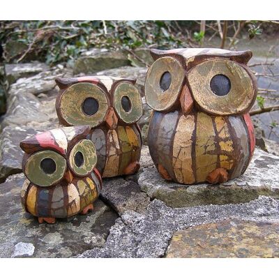 ART Conjunto de 3 corujas de decoração, 11, 9 e 7 cm, feito à mão ART Conjunto de 3 corujas de decoração, 11, 9 e 7 cm, feito à mão