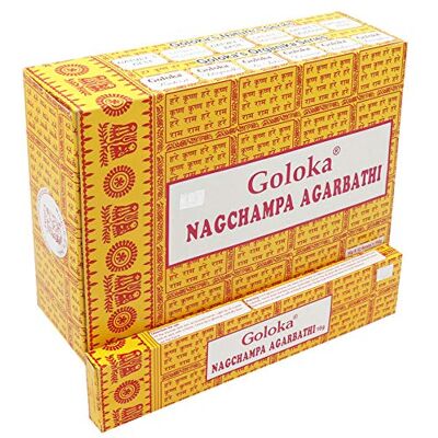 GOLOKA Nag Champa Agarbatti Raras de incenso Masala, 12 embalagens de 15 gramas cada uma numa caixa Produto de qualidade de exportação GOLOKA Nag Champa Agarbatti Raras de incenso Masala, 12 embalagens de 15 gramas cada uma numa caixa Produto de qualidade de exportação