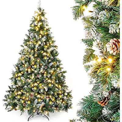 YORBAY Árvore de Natal Artificial com Luzes LED e Branco Nevado Grande (210 cm) Árbol con 1401 Puntas y Piñas Efecto Nieve para Decoración Navideña para Hogar Oficina Tienda YORBAY Árvore de Natal Artificial com Luzes LED e Branco Nevado Grande (210 cm) Árbol con 1401 Puntas y Piñas Efecto Nieve para Decoración Navideña para Hogar Oficina Tienda