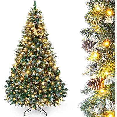 YORBAY Árvore de Natal artificial com iluminação e neve branca, árvore de Natal LED para decoração de Natal com pinhas reais, resistente ao fogo (210 cm) Árbol decorativo con efecto nieve – 1401 puntas y manzanas de pino para decoración navideña – para YORBAY Árvore de Natal artificial com iluminação e neve branca, árvore de Natal LED para decoração de Natal com pinhas reais, resistente ao fogo (210 cm) Árbol decorativo con efecto nieve – 1401 puntas y manzanas de pino para decoración navideña – para