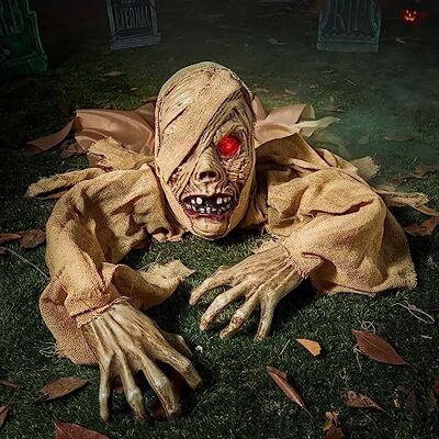 JOYIN Decoração para exteriores de zumbi de Halloween, quebra-ondas com olho iluminado e som assustador (sensor IR ativado) para Halloween exterior, relva, decoração de cemitério, acessórios de JOYIN Decoração para exteriores de zumbi de Halloween, quebra-ondas com olho iluminado e som assustador (sensor IR ativado) para Halloween exterior, relva, decoração de cemitério, acessórios de
