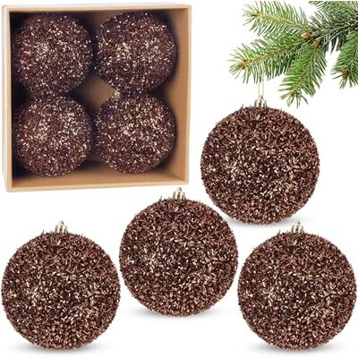 BRUBAKER Bolas de Natal com purpurina conjunto de 4 grandes bolas brilhantes para árvore de Natal bolas de 10 cm à prova de quebras feitas de plástico ornamento para árvore de Natal para BRUBAKER Bolas de Natal com purpurina conjunto de 4 grandes bolas brilhantes para árvore de Natal bolas de 10 cm à prova de quebras feitas de plástico ornamento para árvore de Natal para