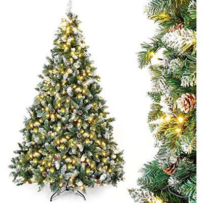 YORBAY Árvore de Natal artificial com luzes LED de cor branca quente e branca neve grande (180 cm 340LED) Árbol con 930 Puntas y Piñas Efecto Nieve para Decoración Navideña para Hogar Oficina Tienda YORBAY Árvore de Natal artificial com luzes LED de cor branca quente e branca neve grande (180 cm 340LED) Árbol con 930 Puntas y Piñas Efecto Nieve para Decoración Navideña para Hogar Oficina Tienda