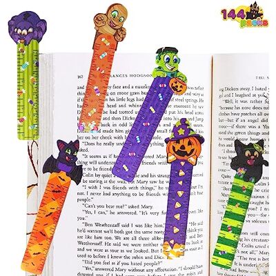 JOYIN Pacote de 144 regras de Halloween para favoritos de festa (6 desenhos) com estampados temáticos de Halloween para decorações de Natal, presentes, decoração de festa de Halloween JOYIN Pacote de 144 regras de Halloween para favoritos de festa (6 desenhos) com estampados temáticos de Halloween para decorações de Natal, presentes, decoração de festa de Halloween