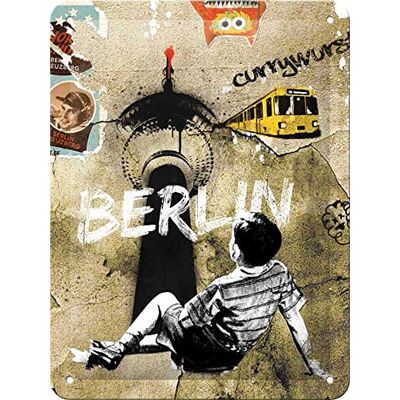 Cartaz de chapa retro Berlin Street Art, ideia de lembrança e presente, metálico, design vintage para decoração de parede, 15 x 20 cm Cartaz de chapa retro Berlin Street Art, ideia de lembrança e presente, metálico, design vintage para decoração de parede, 15 x 20 cm