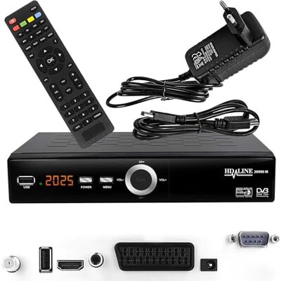 hd-line 20900 Receptor satélite DVB S2 para satélites digitais Sat (DVB-S/S2, HDMI, SCART, 2 x USB 2.0, Full HD 1080p) (pré-programado para Astra Hotbird e Türksat) hd-line 20900 Receptor satélite DVB S2 para satélites digitais Sat (DVB-S/S2, HDMI, SCART, 2 x USB 2.0, Full HD 1080p) (pré-programado para Astra Hotbird e Türksat)