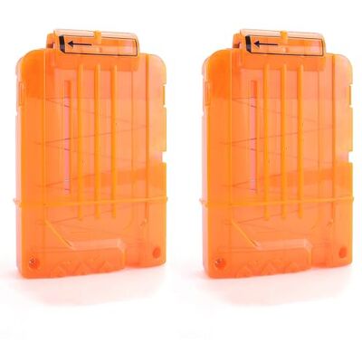 TiGog 2 peças Clip Magazine para Nerf N Strike, 6 dardos clip revista recarga rápida dardos setas clip revista para Nerf N-Strik Elite Series rifles de brinquedo, laranja transparente TiGog 2 peças Clip Magazine para Nerf N Strike, 6 dardos clip revista recarga rápida dardos setas clip revista para Nerf N-Strik Elite Series rifles de brinquedo, laranja transparente