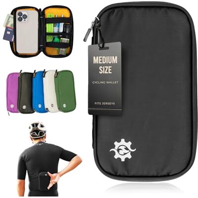 Lumiere & Co. Carteira de Ciclismo Impermeável Carteira de Ciclismo e Bolsa de Ciclismo para Camisola Carteira de equitação para Ciclistas Profissionais (Preto) Lumiere & Co. Carteira de Ciclismo Impermeável Carteira de Ciclismo e Bolsa de Ciclismo para Camisola Carteira de equitação para Ciclistas Profissionais (Preto)