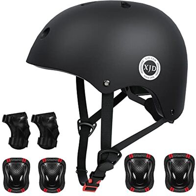 XJD Capacete de ciclismo para crianças e proteção infantil inclui joelheiras cotoveleiras e pulseiras ajustáveis 7 peças para patins skate skate ciclismo crianças dos 3 aos 13 anos XJD Capacete de ciclismo para crianças e proteção infantil inclui joelheiras cotoveleiras e pulseiras ajustáveis 7 peças para patins skate skate ciclismo crianças dos 3 aos 13 anos