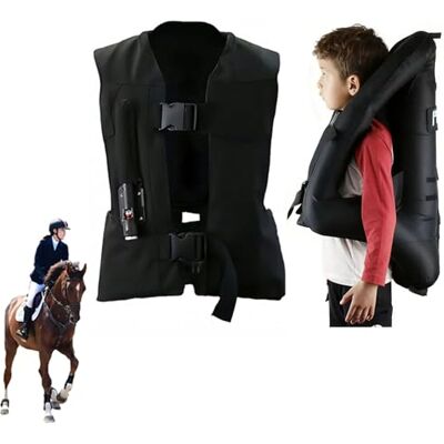 Heerben Colete de airbag para equitação para crianças, cavaleiro equestre ajustável treino de equitação de motocicleta colete protetor garrafa de compressão não incluída Heerben Colete de airbag para equitação para crianças, cavaleiro equestre ajustável treino de equitação de motocicleta colete protetor garrafa de compressão não incluída
