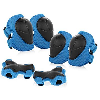 JIM'S STORE Proteções de patinagem infantil composto por joelheiras cotoveleiras pulseiras, adequado para bicicleta patinagem ciclismo skate e desportos radicais JIM'S STORE Proteções de patinagem infantil composto por joelheiras cotoveleiras pulseiras, adequado para bicicleta patinagem ciclismo skate e desportos radicais