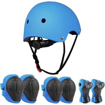JIM'S STORE Capacete e proteções ajustáveis crianças Set joelheiras cotoveleiras para bicicleta Scooter ciclismo rolo patinagem JIM'S STORE Capacete e proteções ajustáveis crianças Set joelheiras cotoveleiras para bicicleta Scooter ciclismo rolo patinagem
