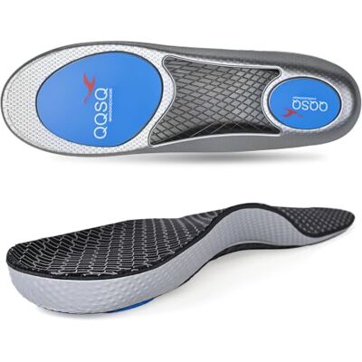 QQSQ Palmilhas para fascite plantar, palmilhas ortopédicas para homem e mulher com suporte de arco plantar, para pé plano, esporão de calcâneo, trabalho e desporto QQSQ Palmilhas para fascite plantar, palmilhas ortopédicas para homem e mulher com suporte de arco plantar, para pé plano, esporão de calcâneo, trabalho e desporto