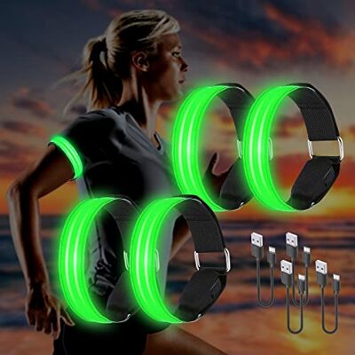 Molbory Banda Refletiva, 4 Peças de Braçadeira LED para Corrida com 3 Modos de Iluminação, Alta Visibilidade e Ajustável, Braçadeira Refletiva de Segurança, Pulseira LED para Correr, Caminhadas e Ciclismo Molbory Banda Refletiva, 4 Peças de Braçadeira LED para Corrida com 3 Modos de Iluminação, Alta Visibilidade e Ajustável, Braçadeira Refletiva de Segurança, Pulseira LED para Correr, Caminhadas e Ciclismo