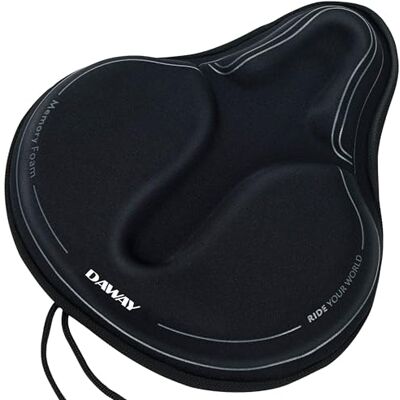 DAWAY Capa de selim confortável para bicicleta, C6, espuma, gel, acolchoado, capa de selim de bicicleta, para bicicleta indoor, spinning, Cruiser, rodas estacionárias, para mulheres, homens DAWAY Capa de selim confortável para bicicleta, C6, espuma, gel, acolchoado, capa de selim de bicicleta, para bicicleta indoor, spinning, Cruiser, rodas estacionárias, para mulheres, homens