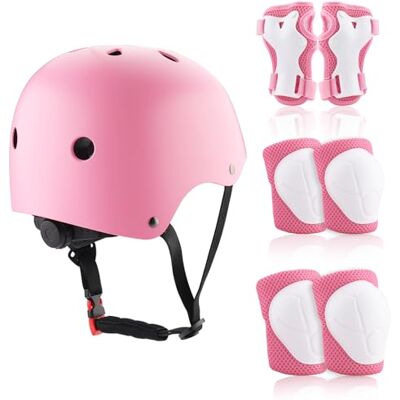 ZWOOS Proteções patins crianças 7 unidades, proteções patins inclui capacete joelheiras cotoveleiras e pulseiras, capacete bicicleta infantil para ciclismo skate e outros desportos ZWOOS Proteções patins crianças 7 unidades, proteções patins inclui capacete joelheiras cotoveleiras e pulseiras, capacete bicicleta infantil para ciclismo skate e outros desportos