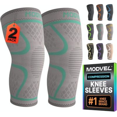 MODVEL Pacote de 2 joelheiras de compressão para homens e mulheres Joelheiras para corrida, ortopédicas para alívio de quebra de menisco, artrite e desconforto articular MODVEL Pacote de 2 joelheiras de compressão para homens e mulheres Joelheiras para corrida, ortopédicas para alívio de quebra de menisco, artrite e desconforto articular