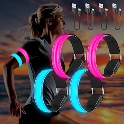 Molbory Banda Refletiva, 4 Peças de Braçadeira LED para Corrida com 3 Modos de Iluminação, Alta Visibilidade e Ajustável, Braçadeira Refletiva de Segurança, Pulseira LED para Correr, Caminhadas e Ciclismo Molbory Banda Refletiva, 4 Peças de Braçadeira LED para Corrida com 3 Modos de Iluminação, Alta Visibilidade e Ajustável, Braçadeira Refletiva de Segurança, Pulseira LED para Correr, Caminhadas e Ciclismo