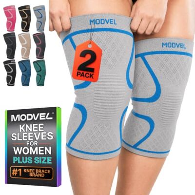 MODVEL Embalagem de 2 joelheiras de compressão para homens e mulheres, joelheiras de corrida, ortopédicas para alívio de quebra do menisco, artrite e desconforto nas articulações (XL) Rodilleras para Correr, Ortopédicas para el Alivio de Rotura de Menis MODVEL Embalagem de 2 joelheiras de compressão para homens e mulheres, joelheiras de corrida, ortopédicas para alívio de quebra do menisco, artrite e desconforto nas articulações (XL) Rodilleras para Correr, Ortopédicas para el Alivio de Rotura de Menis