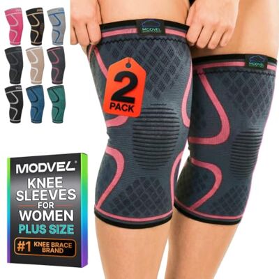 MODVEL Pacote de 2 joelheiras de compressão para homens e mulheres Joelheiras para corrida, ortopédicas para alívio de quebra de menisco, artrite e desconforto articular MODVEL Pacote de 2 joelheiras de compressão para homens e mulheres Joelheiras para corrida, ortopédicas para alívio de quebra de menisco, artrite e desconforto articular
