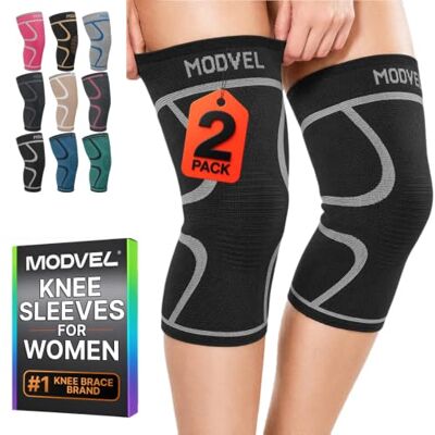 MODVEL Pacote de 2 joelheiras de compressão para homens e mulheres Joelheiras para corrida, ortopédicas para alívio de quebra de menisco, artrite e desconforto articular MODVEL Pacote de 2 joelheiras de compressão para homens e mulheres Joelheiras para corrida, ortopédicas para alívio de quebra de menisco, artrite e desconforto articular