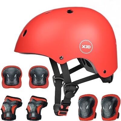 XJD Capacete de ciclismo para crianças e proteção infantil inclui joelheiras cotoveleiras e pulseiras ajustáveis 7 peças para patins skate skate ciclismo crianças dos 3 aos 13 anos XJD Capacete de ciclismo para crianças e proteção infantil inclui joelheiras cotoveleiras e pulseiras ajustáveis 7 peças para patins skate skate ciclismo crianças dos 3 aos 13 anos