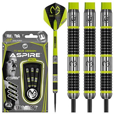 WINMAU Michael Van Gerwen MvG Aspire Juego de Dardos de tungsteno con Puntas de Acero de Prisma y Ejes de Nailon (Tallos) WINMAU Michael Van Gerwen MvG Aspire Juego de Dardos de tungsteno con Puntas de Acero de Prisma y Ejes de Nailon (Tallos)