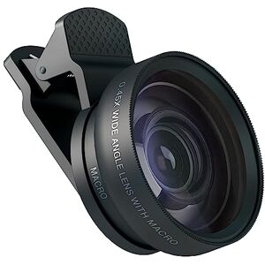 MyGadget Conjunto de lentes universais para telemóvel alvo grande angular de 0,45 x e lente macro de 12,5X para smartphones e tablets como iPad, iPhone, Samsung etc. MyGadget Conjunto de lentes universais para telemóvel alvo grande angular de 0,45 x e lente macro de 12,5X para smartphones e tablets como iPad, iPhone, Samsung etc.