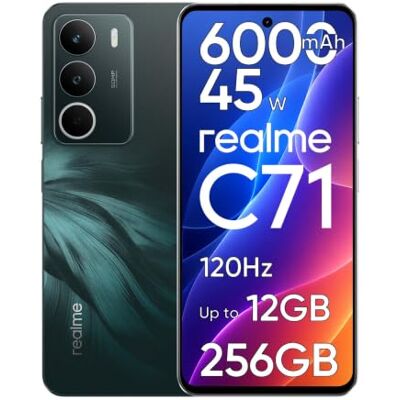 realme Smartphone C71 até 12 GB RAM + 256 GB ROM, ecrã de 6,67" 120Hz, telemóvel com bateria de 6000 mAh e carregamento rápido de 45 W, AI 50 MP câmera, duplo SIM, impressões laterais, NFC e Next Ai realme Smartphone C71 até 12 GB RAM + 256 GB ROM, ecrã de 6,67" 120Hz, telemóvel com bateria de 6000 mAh e carregamento rápido de 45 W, AI 50 MP câmera, duplo SIM, impressões laterais, NFC e Next Ai