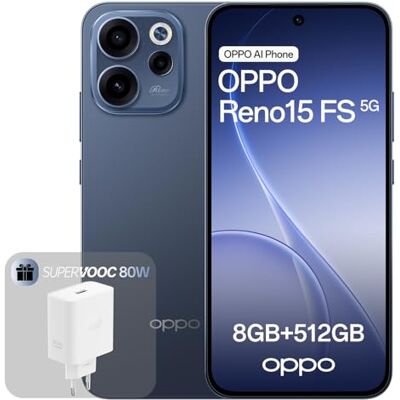 Oppo Reno15 FS 5G Smartphone lançado, 8 + 512 GB, câmara ultra grande ângulo 50 MP FOV 100 °, ecrã 6,57" 120 Hz, AI Portrait Glow, bateria 6500 mAh, IP69, Twilight Blue (inclui Clue carregador 80W Oppo Reno15 FS 5G Smartphone lançado, 8 + 512 GB, câmara ultra grande ângulo 50 MP FOV 100 °, ecrã 6,57" 120 Hz, AI Portrait Glow, bateria 6500 mAh, IP69, Twilight Blue (inclui Clue carregador 80W