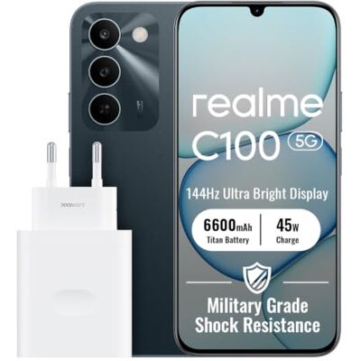 realme C100 5G Smartphone 4+128GB, verde Bateria 6600 mAh, carregamento ultra-rápido 45 W, ecrã LCD de 6,8 polegadas, 144 Hz, câmara IA 50 MP, MediaTek Dimensity 6300 realme C100 5G Smartphone 4+128GB, verde Bateria 6600 mAh, carregamento ultra-rápido 45 W, ecrã LCD de 6,8 polegadas, 144 Hz, câmara IA 50 MP, MediaTek Dimensity 6300