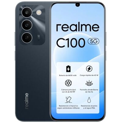 realme C100 5G Smartphone 256 GB ROM, bateria Titan 6600 mAh e carregamento rápido 45 W, telemóvel com 144 Hz ultra brilhante, Android 16 telemóveis resistência a choques militar, carregamento inverso realme C100 5G Smartphone 256 GB ROM, bateria Titan 6600 mAh e carregamento rápido 45 W, telemóvel com 144 Hz ultra brilhante, Android 16 telemóveis resistência a choques militar, carregamento inverso