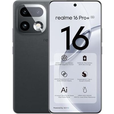 realme 16 Pro+ 5G Smartphone 12 GB + 512 GB, 200 MP LumaColor câmara 50 MP, telemóvel com processador Snapdragon® 7 Gen 4, bateria 7000 mAh e carga de 80 W, telemóveis de 144 Hz AMOLED Abajur realme 16 Pro+ 5G Smartphone 12 GB + 512 GB, 200 MP LumaColor câmara 50 MP, telemóvel com processador Snapdragon® 7 Gen 4, bateria 7000 mAh e carga de 80 W, telemóveis de 144 Hz AMOLED Abajur