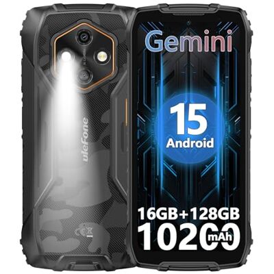 Ulefone RugKing 4 Pro Resistente ao telemóvel, 10200 mAh 16 GB+128GB/SD-2TB Android 15 AI Smartphone 6,56" 120Hz telefone, Octa-Core câmara 48 MP+ 8 MP, 120LM Super Torch/3-Slotslots. IP68 IP69K/OTG/NFC/GPS Preto Ulefone RugKing 4 Pro Resistente ao telemóvel, 10200 mAh 16 GB+128GB/SD-2TB Android 15 AI Smartphone 6,56" 120Hz telefone, Octa-Core câmara 48 MP+ 8 MP, 120LM Super Torch/3-Slotslots. IP68 IP69K/OTG/NFC/GPS Preto