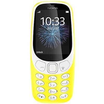 Nokia 3310 2G Telemóvel (ecrã colorido de 2,4 polegadas, câmara de 2 MP, Bluetooth, rádio, leitor de MP3, SIM único), cor amarela Nokia 3310 2G Telemóvel (ecrã colorido de 2,4 polegadas, câmara de 2 MP, Bluetooth, rádio, leitor de MP3, SIM único), cor amarela