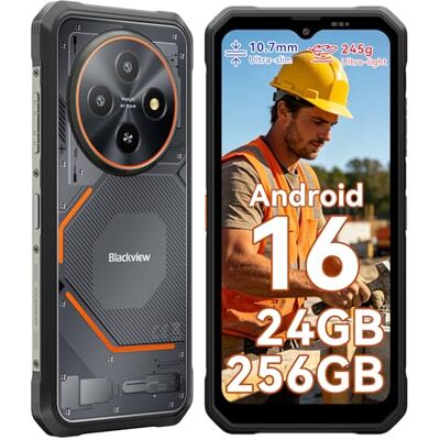 Blackview Telemóveis resistentes Android 16, 10,7 mm/245 g Ultra Slim telemóvel rugerizado, 24 GB + 256 GB/2TB telemóvel inquebrável, Gemini AI, 6,56" Display, 16 MP AI Caméra, IP69K/NFC/Face ID/3 Blackview Telemóveis resistentes Android 16, 10,7 mm/245 g Ultra Slim telemóvel rugerizado, 24 GB + 256 GB/2TB telemóvel inquebrável, Gemini AI, 6,56" Display, 16 MP AI Caméra, IP69K/NFC/Face ID/3