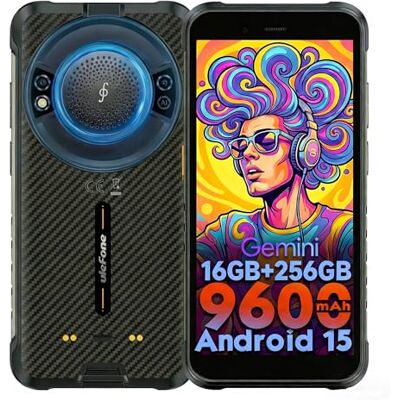 Ulefone RugKing Telemóvel Android 15, 16 GB + 256 GB/2TB, 9600 mAh IP68&IP69K Resistente ao telemóvel, 50 MP Kamera, 128dB Lautsprecher, 5,99" Display, AI Mobile inquebrável, 4G duplo Sim/OTG/NFC/GPS Ulefone RugKing Telemóvel Android 15, 16 GB + 256 GB/2TB, 9600 mAh IP68&IP69K Resistente ao telemóvel, 50 MP Kamera, 128dB Lautsprecher, 5,99" Display, AI Mobile inquebrável, 4G duplo Sim/OTG/NFC/GPS