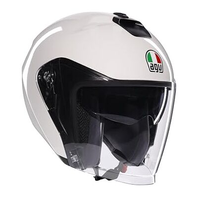 AGV IRIDES E2206, Capacete Moto Jet unissexo, capacete de mota face aberta com viseira anti-riscos e proteção UV, material branco, L AGV IRIDES E2206, Capacete Moto Jet unissexo, capacete de mota face aberta com viseira anti-riscos e proteção UV, material branco, L