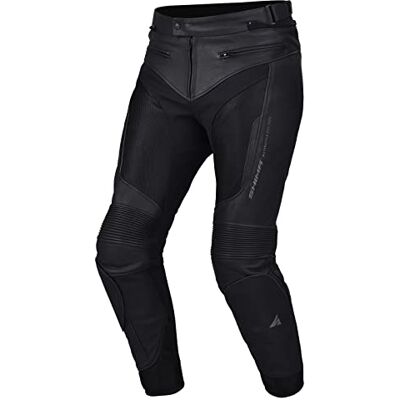 SHIMA PISTON Calças de moto para homem Calças de verão de couro e malha com painéis elásticos, proteções CE nas ancas e joelhos (48, Preto) SHIMA PISTON Calças de moto para homem Calças de verão de couro e malha com painéis elásticos, proteções CE nas ancas e joelhos (48, Preto)