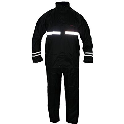 protectWEAR Gabardina de motocicleta, fato de chuva, impermeável, conjunto de 2, preto, tamanho M protectWEAR Gabardina de motocicleta, fato de chuva, impermeável, conjunto de 2, preto, tamanho M