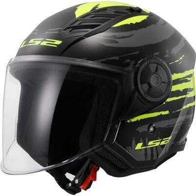 LS2 , Capacete Moto Jet AIRFLOW II Brush preto amarelo, L LS2 , Capacete Moto Jet AIRFLOW II Brush preto amarelo, L