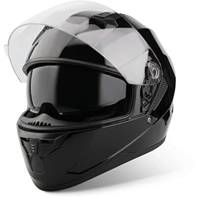 Vinz Kennet Capacete integral para moto, com viseira solar, ECE 22,06 homologado, capacete Scooter e motociclismo, em tamanho XS XXL para homem e mulher preto Vinz Kennet Capacete integral para moto, com viseira solar, ECE 22,06 homologado, capacete Scooter e motociclismo, em tamanho XS XXL para homem e mulher preto