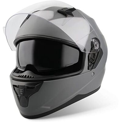 Vinz Kennet Capacete integral para moto, com viseira solar, ECE 22,06 com homologação, capacete Scooter e motociclismo, em tamanho XS XXL para homem e mulher titânio Vinz Kennet Capacete integral para moto, com viseira solar, ECE 22,06 com homologação, capacete Scooter e motociclismo, em tamanho XS XXL para homem e mulher titânio