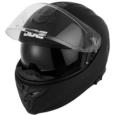 JDC Capacete de motocicleta integral viseira dupla retrátil ECE 22.06 Sabre preto mate L JDC Capacete de motocicleta integral viseira dupla retrátil ECE 22.06 Sabre preto mate L